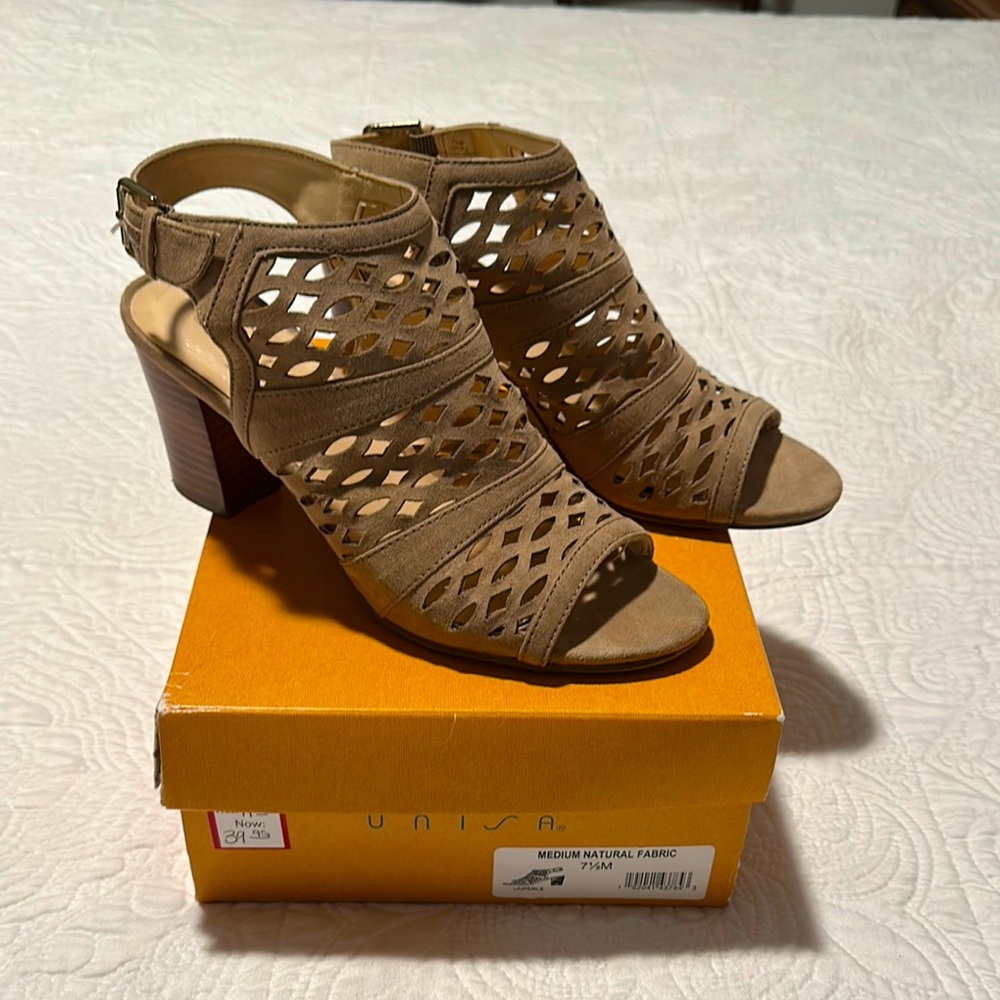 LAST CHANCE! Unisa Tan Heels with Geometric Cut-Outs 7.5 FINAL MARKDOWN